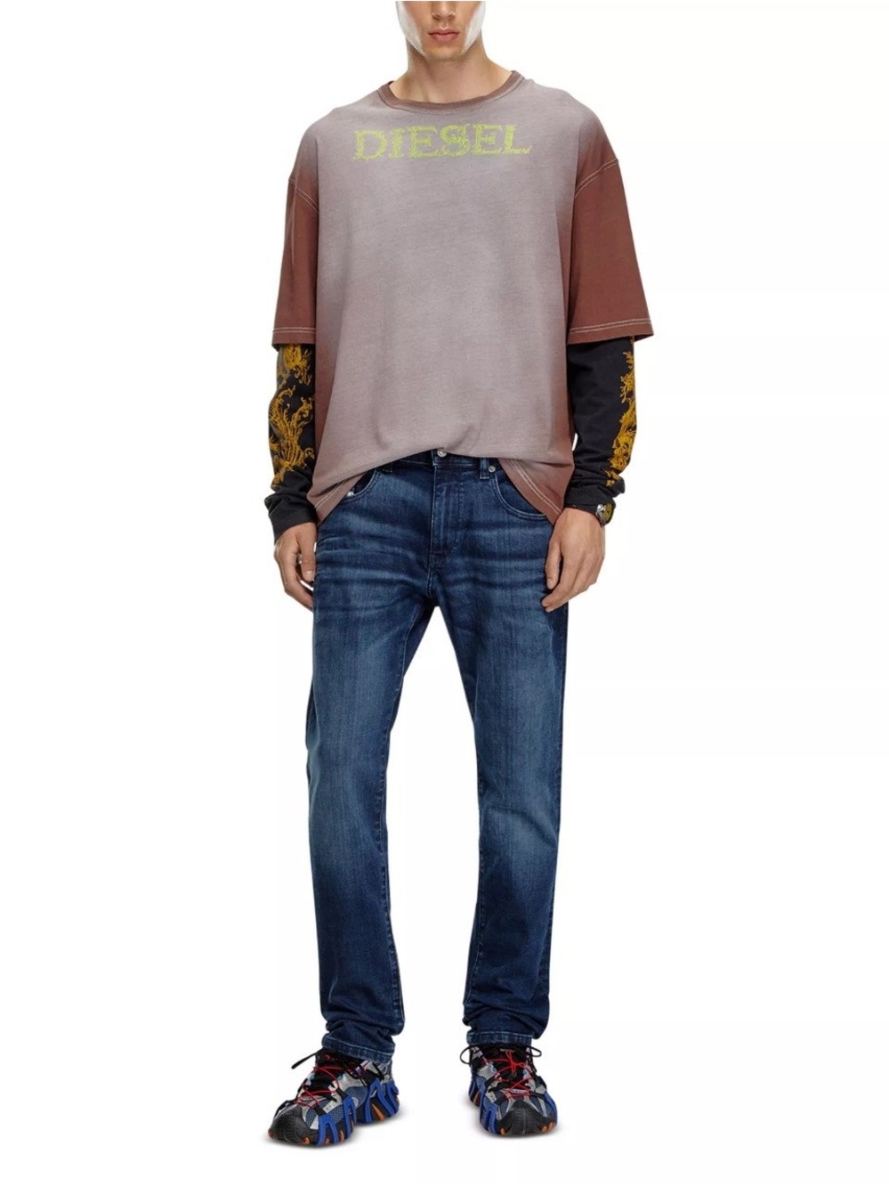 Diesel 2019 D-Strukt Slim Tapered Jeans Medium Blue Wash W34 L30